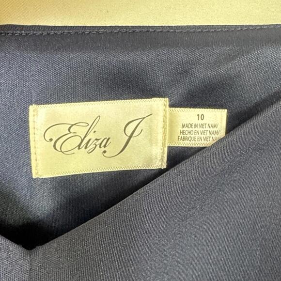 Eliza J Bell Sleeve Mermaid Gown Dress Size 10 Navy Blue 3/4  Sleeve NWOT - Picture 12 of 14